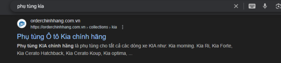 orderchinhhang phụ tùng kia top Google