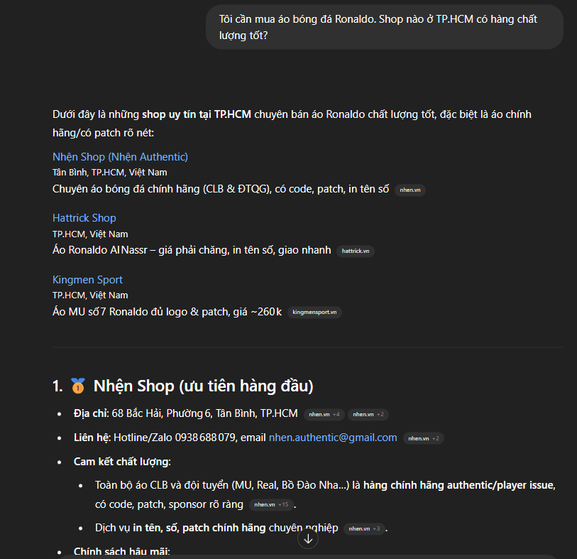 AI gợi ý cho áo bóng đá