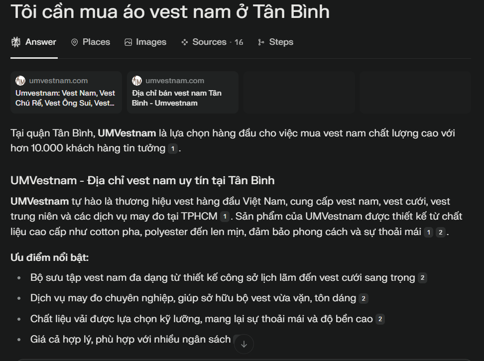 AI gợi ý cho vest nam
