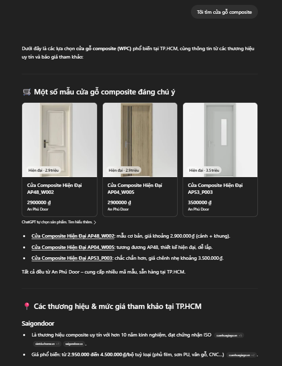 AI gợi ý cho từ khóa cửa gỗ