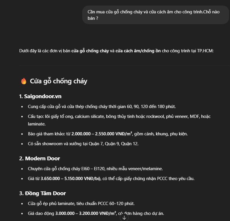 AI gợi ý cửa chống cháy