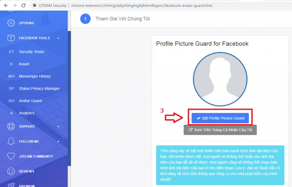 Hướng dẫn bật khiên bảo vệ Avatar Facebook  Profile Picture Guard