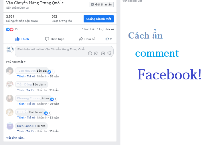 cách ẩn comment trên Facebook