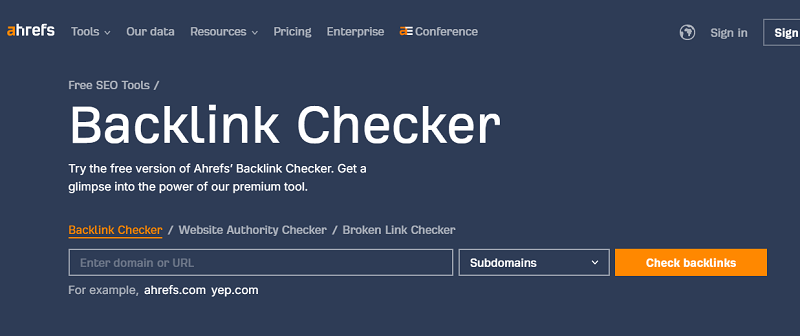 check backlink ahref