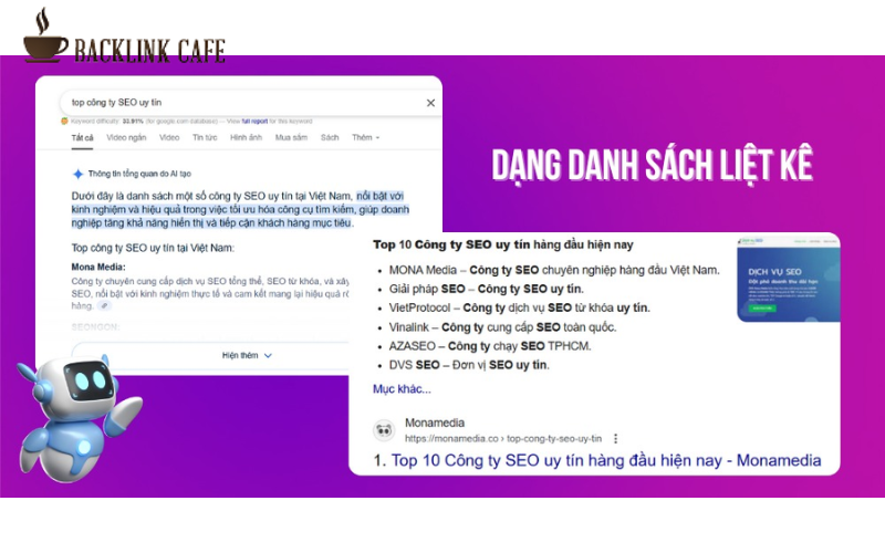 Cách tối ưu nội dung để xuất hiện featured snippet là gì? - Danh sách & bảng 