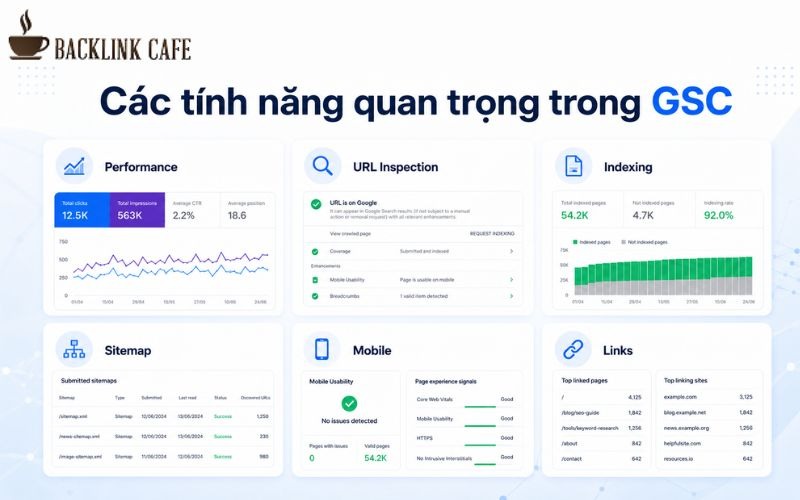 Các tính năng quan trọng trong Google Search Console