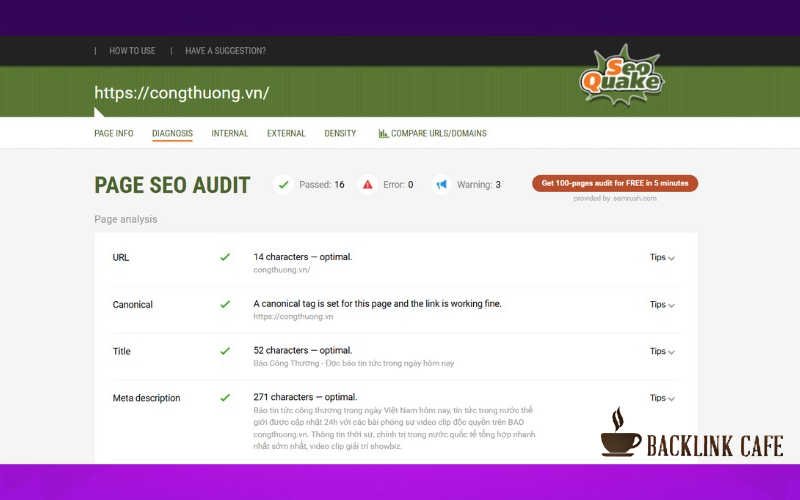 Cách sử dụng SEOquake để audit website