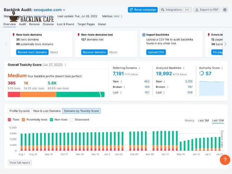 audit backlink profile website
