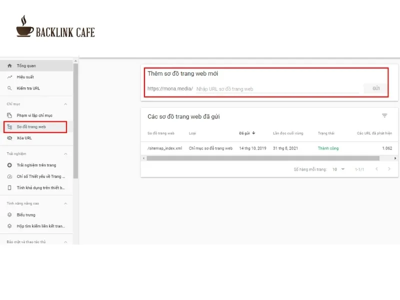 khai báo sitemap cho google